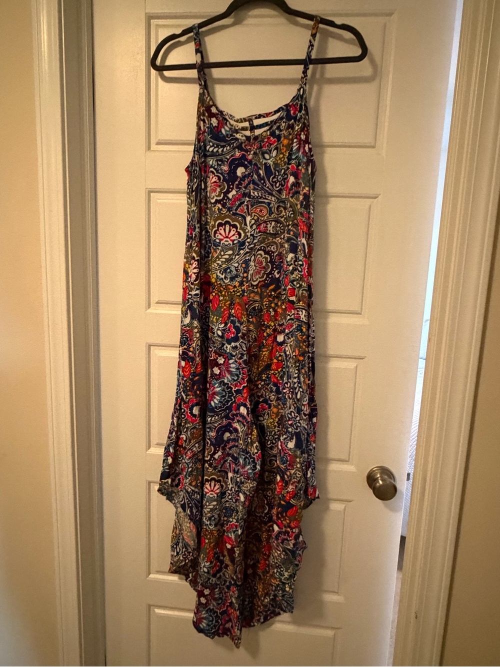 Floral Paisley Spaghetti-Strap Maxi Jumpsuit- Multicolor - Picture 3 of 3